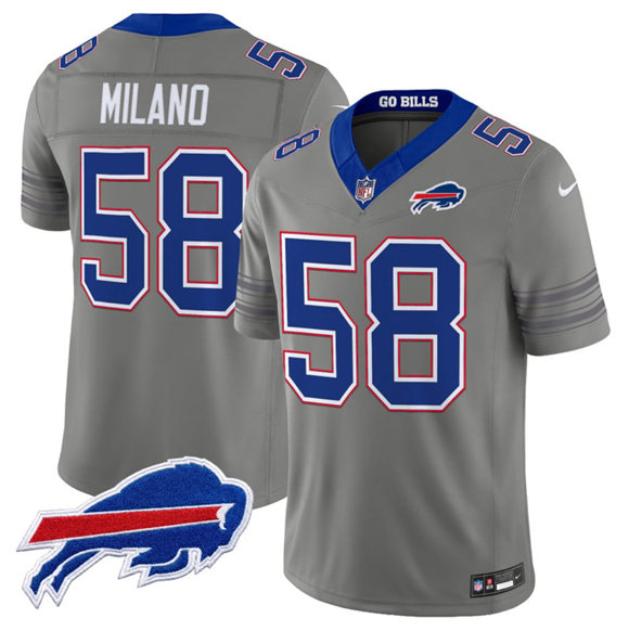 Buffalo Bills #58 Matt Milano Gray F.U.S.E. 2026 Nickel City Vapor Football Stitched Jersey Buffalo Bills #58 Matt Milano Gray F.U.S.E. 2026 Nickel City Vapor Football Stitched Jersey