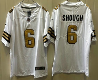 New Orleans Saints #6 Tyler Shough Limited White Alternate Vapor Jersey New Orleans Saints #6 Tyler Shough Limited White Alternate Vapor Jersey