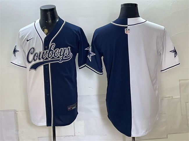 Dallas Cowboys Blank White Navy Split Stitched Jersey