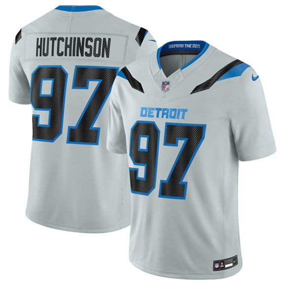 Detroit Lions #97 Aidan Hutchinson Silver 2026 F.U.S.E. Rivalries Collection Limited Football Stitched Jersey Detroit Lions #97 Aidan Hutchinson Silver 2026 F.U.S.E. Rivalries Collection Limited Football Stitched Jersey