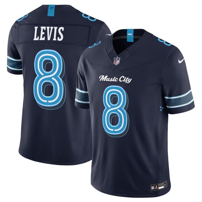 Tennessee Titans #8 Will Levis Navy 2026 F.U.S.E. 'Music City' Rivalries Collection Limited Football Stitched Jersey