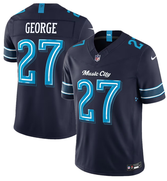 Tennessee Titans #27 Eddie George Navy 2026 F.U.S.E. 'Music City' Rivalries Collection Limited Football Stitched Jersey Tennessee Titans #27 Eddie George Navy 2026 F.U.S.E. 'Music City' Rivalries Collection Limited Football Stitched Jersey