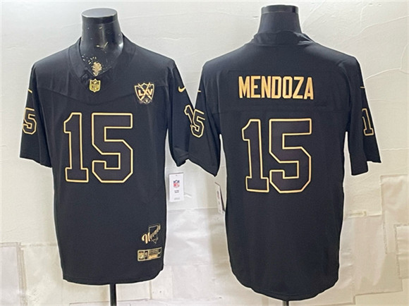 Las Vegas Raiders #15 Fernando Mendoza Black Gold F.U.S.E. 65th Anniversary Patch Vapor Untouchable Limited Football Stitched Jersey