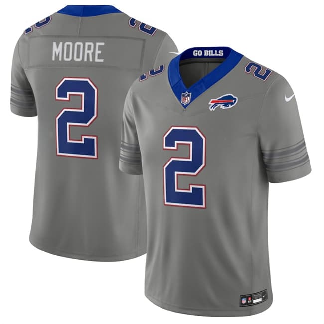 Buffalo Bills #2 D.J. Moore Gray F.U.S.E. 2026 Nickel City Vapor Football Stitched Jersey Buffalo Bills #2 D.J. Moore Gray F.U.S.E. 2026 Nickel City Vapor Football Stitched Jersey