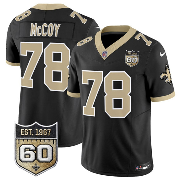 New Orleans Saints #78 Erik McCoy Black 2026 F.U.S.E 60th Anniversary Patch Vapor Limited Football Stitched Jersey
