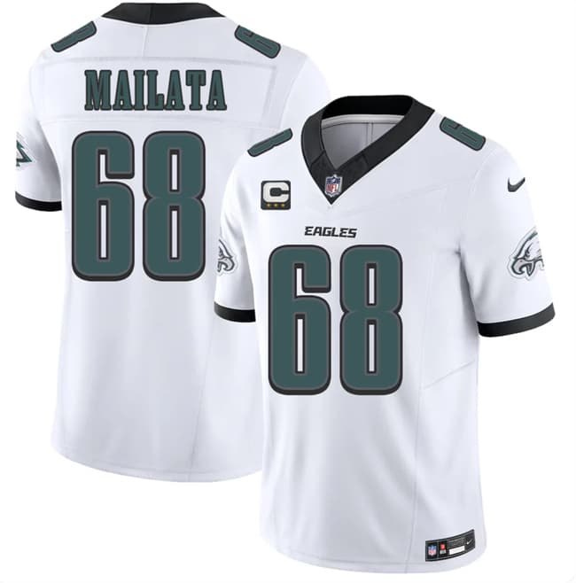 Philadelphia Eagles #68 Jordan Mailata White 2026 F.U.S.E. 3-Star C Patch Vapor Untouchable Limited Football Stitched Jersey