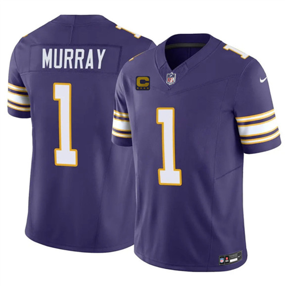 Minnesota Vikings #1 Kyler Murray Purple 2026 F.U.S.E. 4-Star C Patch Throwback Vapor Untouchable Limited Football Stitched Jersey