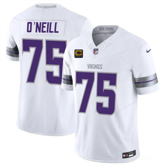 Minnesota Vikings #75 Brian O'Neill White 2026 F.U.S.E. 4-Star C Patch Winter Warrior Limited Football Stitched Jersey