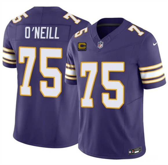Minnesota Vikings #75 Brian O'Neill Purple 2026 F.U.S.E. 4-Star C Patch Vapor Untouchable Throwback Limited Football Stitched Jersey