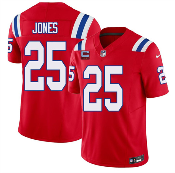 New England Patriots #25 Marcus Jones Red 2026 F.U.S.E. 2-Star C Pach Vapor Limited Football Stitched Jersey