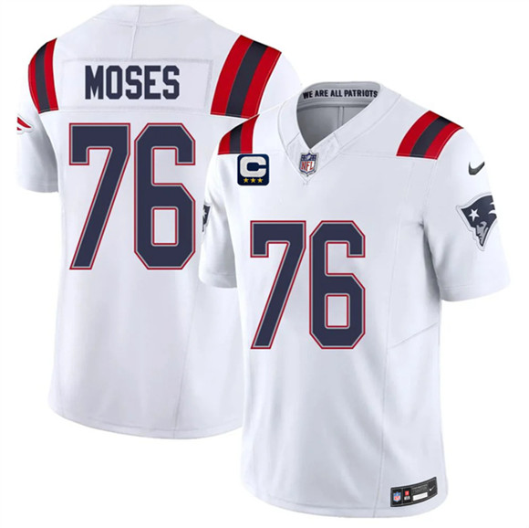 New England Patriots #76 KMorgan Moses White 2026 F.U.S.E. 3-Star C Pach Vapor Limited Football Stitched Jersey New England Patriots #76 KMorgan Moses White 2026 F.U.S.E. 3-Star C Pach Vapor Limited Football Stitched Jersey