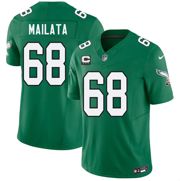 Philadelphia Eagles #68 Jordan Mailata Kelly Green 2026 F.U.S.E. 3-Star C Patch Throwback Vapor Untouchable Limited Football Stitched Jersey