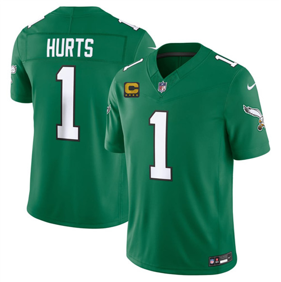 Philadelphia Eagles #1 Jalen Hurts Kelly Green 2026 F.U.S.E. 4-Star C Patch Throwback Vapor Untouchable Limited Football Stitched Jersey