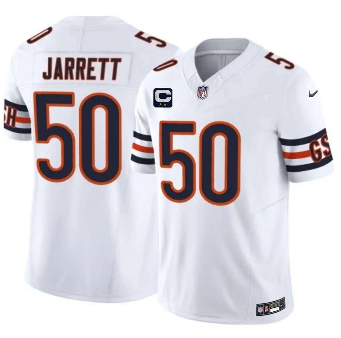 Chicago Bears #50 Grady Jarrett White 2026 F.U.S.E. 2-Star C Patch Vapor Untouchable Limited Football Stitched Jersey Chicago Bears #50 Grady Jarrett White 2026 F.U.S.E. 2-Star C Patch Vapor Untouchable Limited Football Stitched Jersey