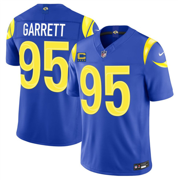 Los Angeles Rams #95 Myles Garrett Royal 2026 F.U.S.E. 4-Star C Patch Vapor Limited Football Stitched Jersey Los Angeles Rams #95 Myles Garrett Royal 2026 F.U.S.E. 4-Star C Patch Vapor Limited Football Stitched Jersey