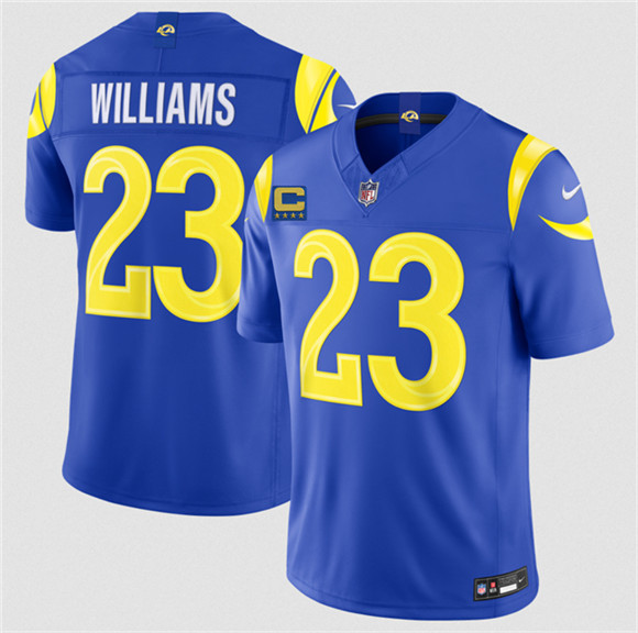 Los Angeles Rams #23 Kyren Williams Royal 2026 F.U.S.E. 4-Star C Patch Vapor Limited Football Stitched Jersey