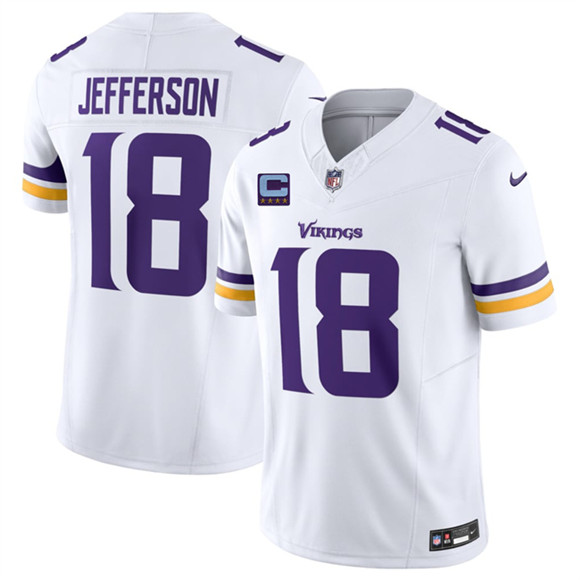 Minnesota Vikings #18 Justin Jefferson White 2026 F.U.S.E. With 4-star C Patch Vapor Untouchable Limited Football Stitched Jersey