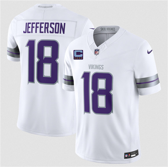 Minnesota Vikings #18 Justin Jefferson White 2026 F.U.S.E. With 4-Star C Patch Winter Warrior Limited Football Stitched Jersey