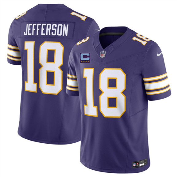 Minnesota Vikings #18 Justin Jefferson Purple 2026 F.U.S.E. Throwback With 4-Star C Patch Vapor Untouchable Limited Football Stitched Jersey