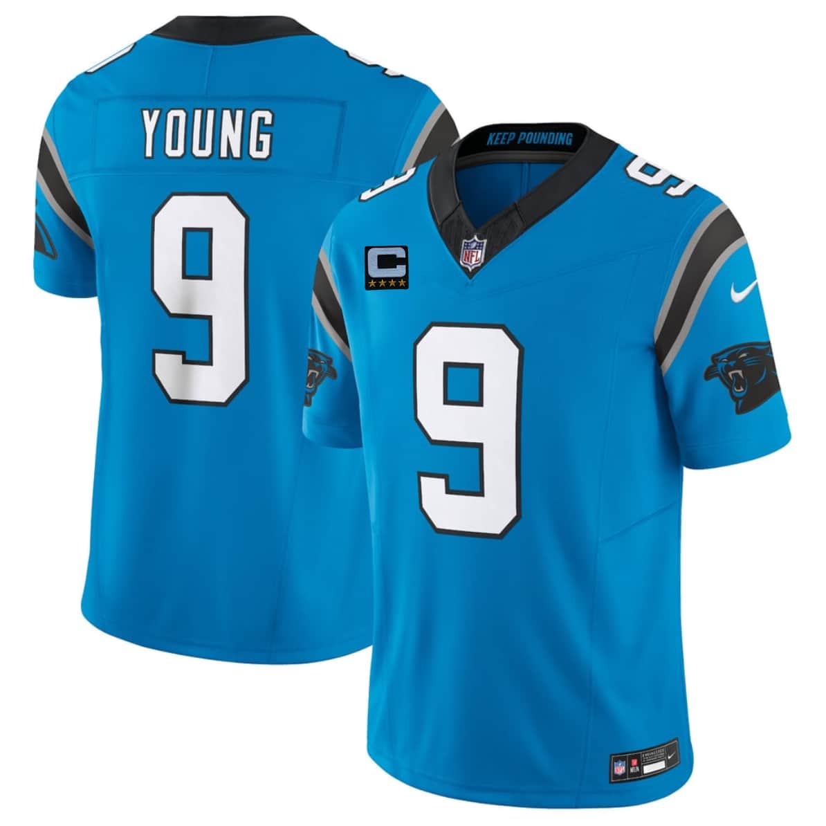 Carolina Panthers #9 Bryce Young Blue 2026 F.U.S.E. 4-Star C Patch Vapor Limited Football Stitched Jersey