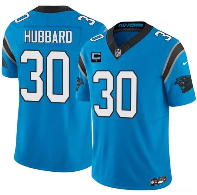 Carolina Panthers #30 Chuba Hubbard Blue 2026 F.U.S.E. 1-Star C Patch Vapor Limited Football Stitched Jersey