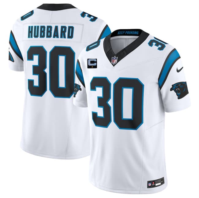 Carolina Panthers #30 Chuba Hubbard White 2026 F.U.S.E. 1-Star C Patch Vapor Limited Football Stitched Jersey