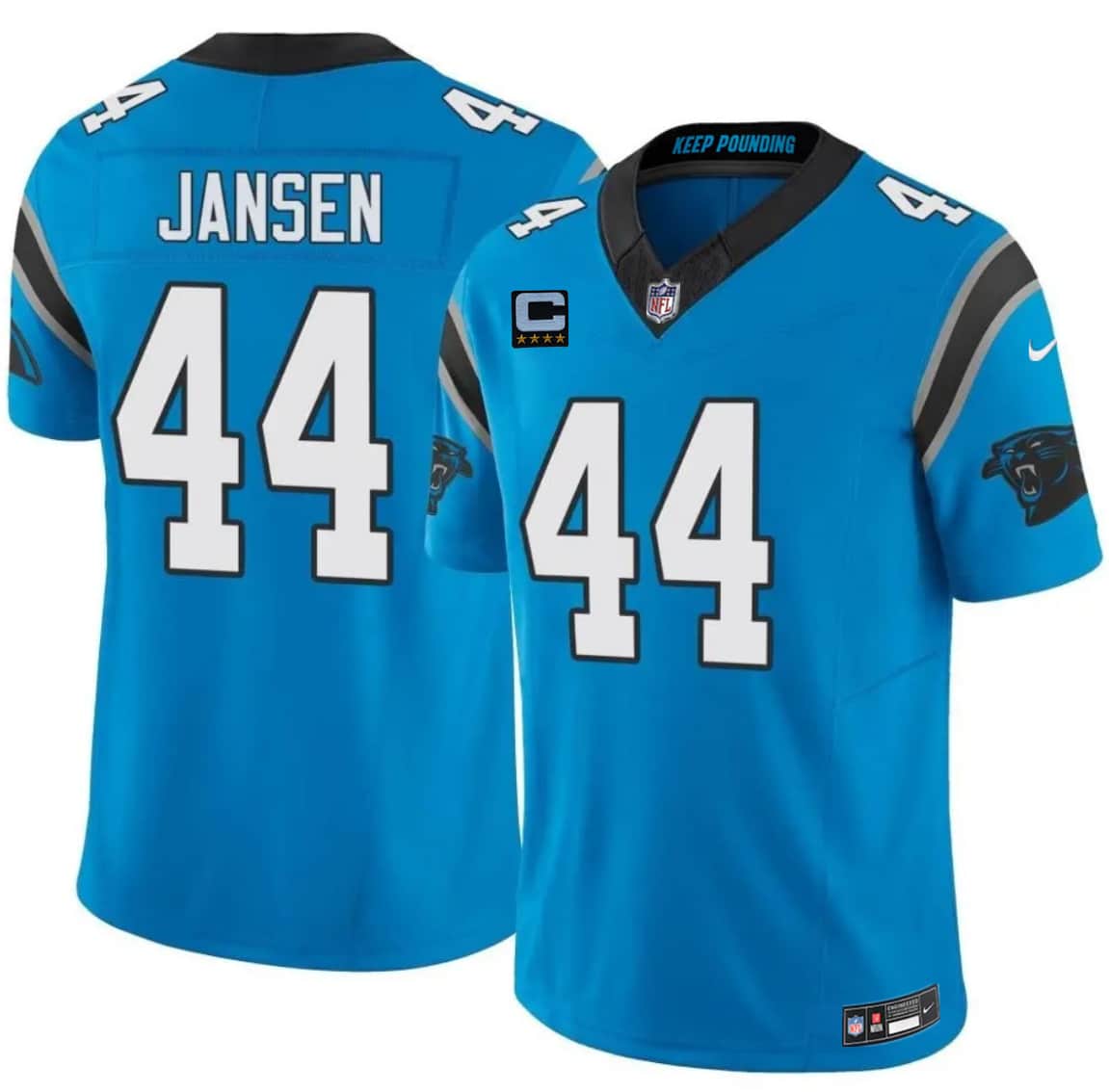 Carolina Panthers #44 J. J. Jansen Blue 2026 F.U.S.E. 4-Star C Patch Vapor Limited Football Stitched Jersey