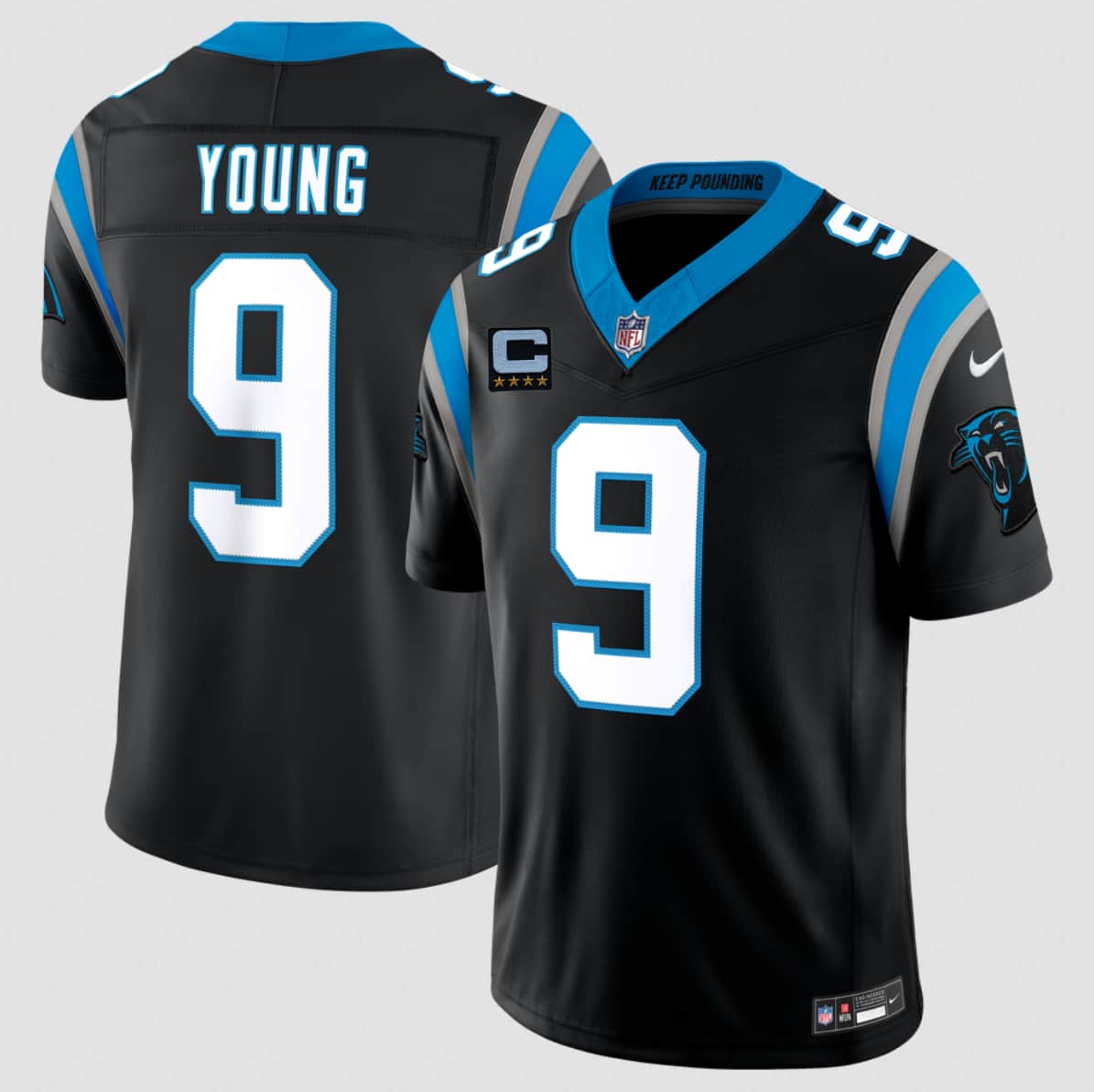 Carolina Panthers #9 Bryce Young Black 2026 F.U.S.E. 4-Star C Patch Vapor Limited Football Stitched Jersey