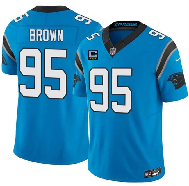 Carolina Panthers #95 Derrick Brown Blue 2026 F.U.S.E. 3-Star C Patch Vapor Limited Football Stitched Jersey