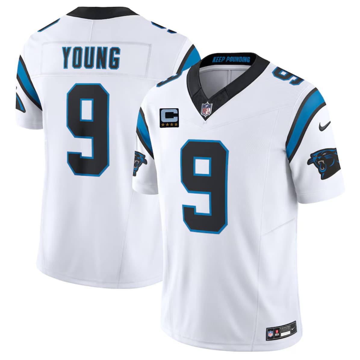Carolina Panthers #9 Bryce Young White 2026 F.U.S.E. 4-Star C Patch Vapor Limited Football Stitched Jersey