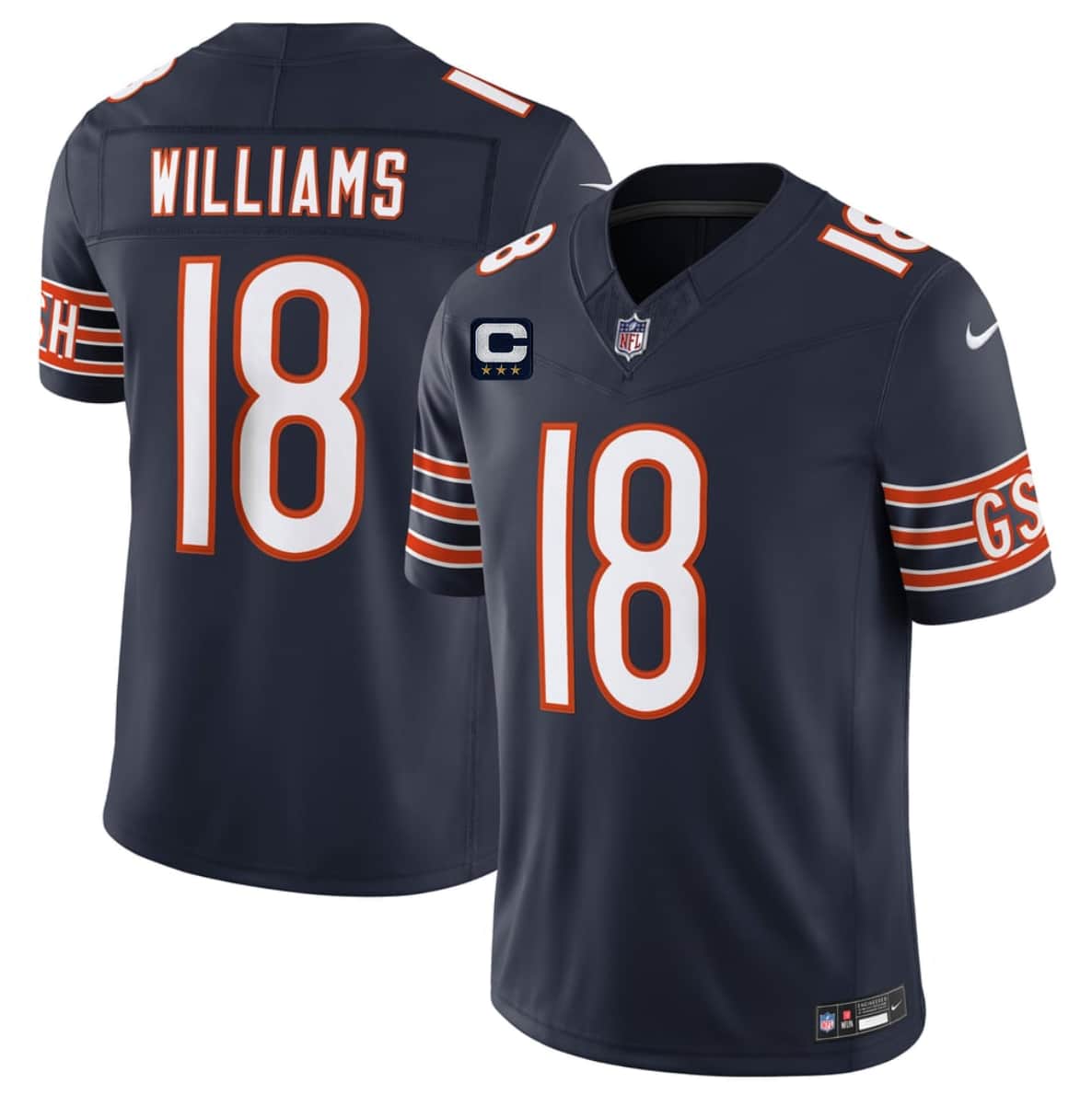 Chicago Bears #18 Caleb Williams Navy 2026 F.U.S.E. With 3-star C Patch Vapor Untouchable Limited Football Stitched Jersey Chicago Bears #18 Caleb Williams Navy 2026 F.U.S.E. With 3-star C Patch Vapor Untouchable Limited Football Stitched Jersey