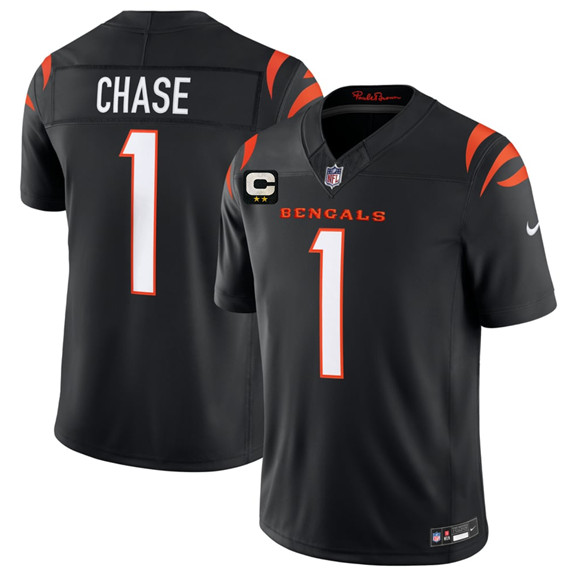 Cincinnati Bengals #1 Ja'Marr Chase Black 2026 F.U.S.E. 2-Star C Patch Vapor Untouchable Limited Football Stitched Jersey