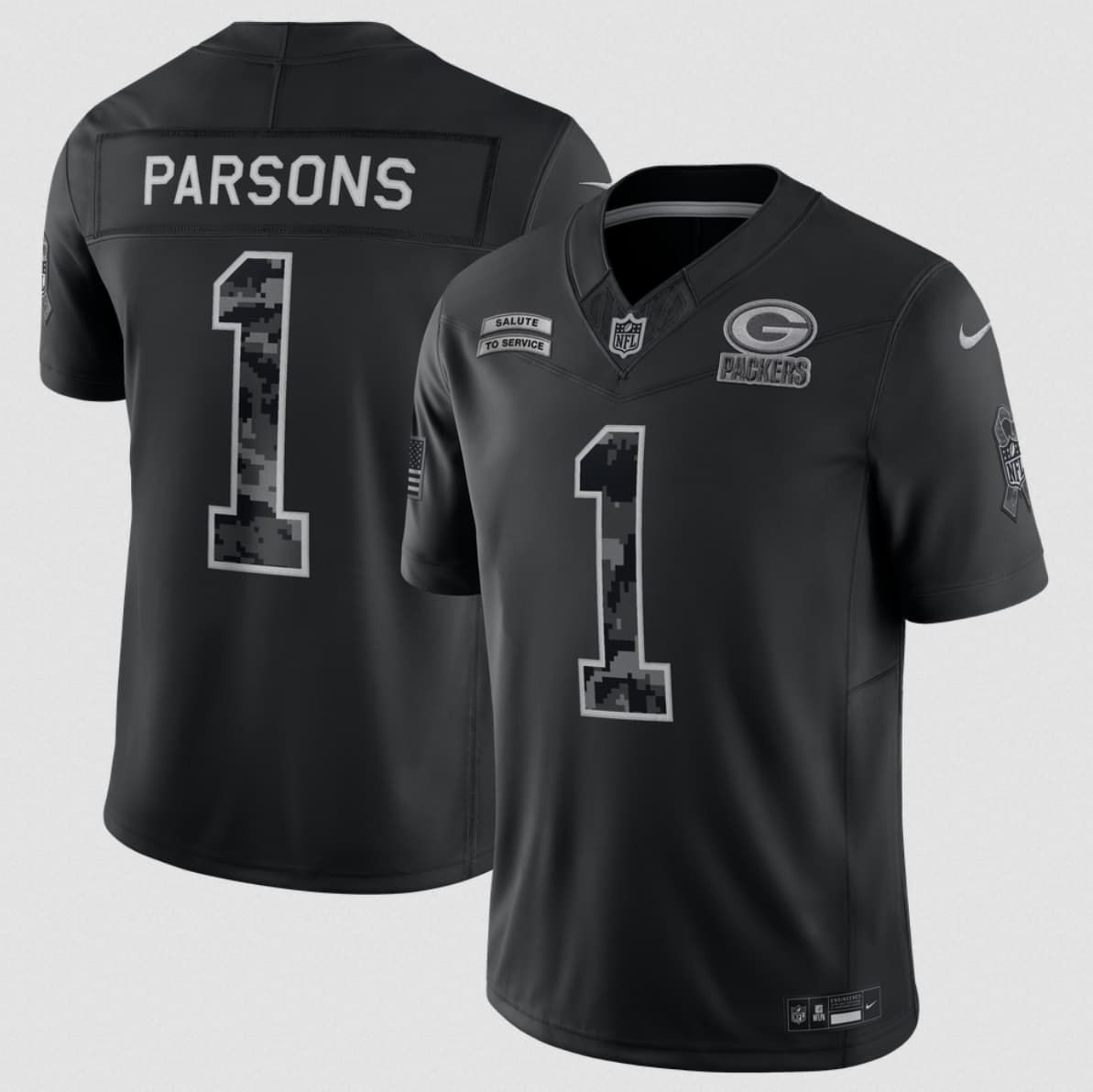 Green Bay Packers #1 Micah Parsons Black 2026 F.U.S.E. Salute to Service Limited Football Stitched Jersey