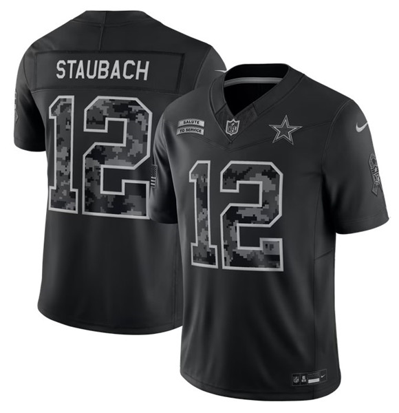 Dallas Cowboys #12 Roger Staubach Black 2026 F.U.S.E. Salute to Service Limited Stitched Football Jersey