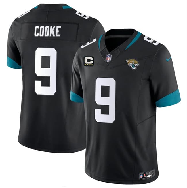 Jacksonville Jaguars #9 Logan Cooke Black 2026 F.U.S.E. 4-Star C Patch Vapor Limited Football Stitched Jersey Jacksonville Jaguars #9 Logan Cooke Black 2026 F.U.S.E. 4-Star C Patch Vapor Limited Football Stitched Jersey