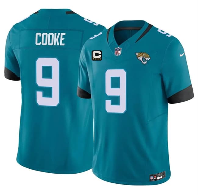 Jacksonville Jaguars #9 Logan Cooke Teal 2026 F.U.S.E. 4-Star C Patch Vapor Limited Football Stitched Jersey Jacksonville Jaguars #9 Logan Cooke Teal 2026 F.U.S.E. 4-Star C Patch Vapor Limited Football Stitched Jersey