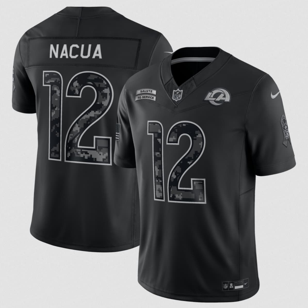 Los Angeles Rams #12 Puka Nacua Black 2026 F.U.S.E. Salute to Service Limited Football Stitched Jersey