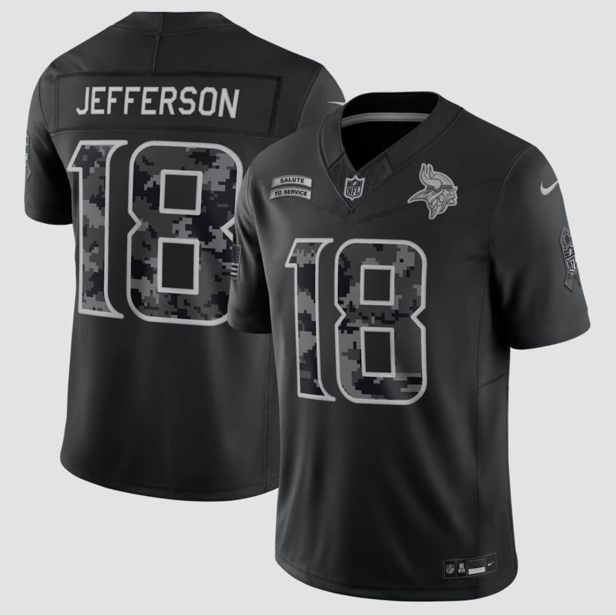 Minnesota Vikings #18 Justin Jefferson Black 2026 F.U.S.E. Salute to Service Limited Football Stitched Jersey