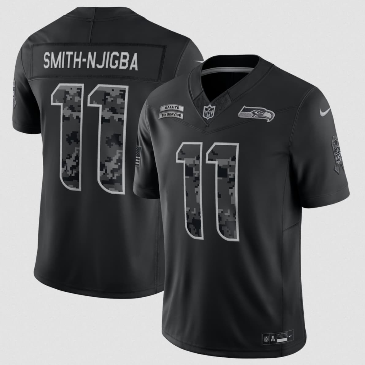 Seattle Seahawks #11 Jaxon Smith-Njigba Black 2026 F.U.S.E. Salute to Service Limited Football Stitched Jersey