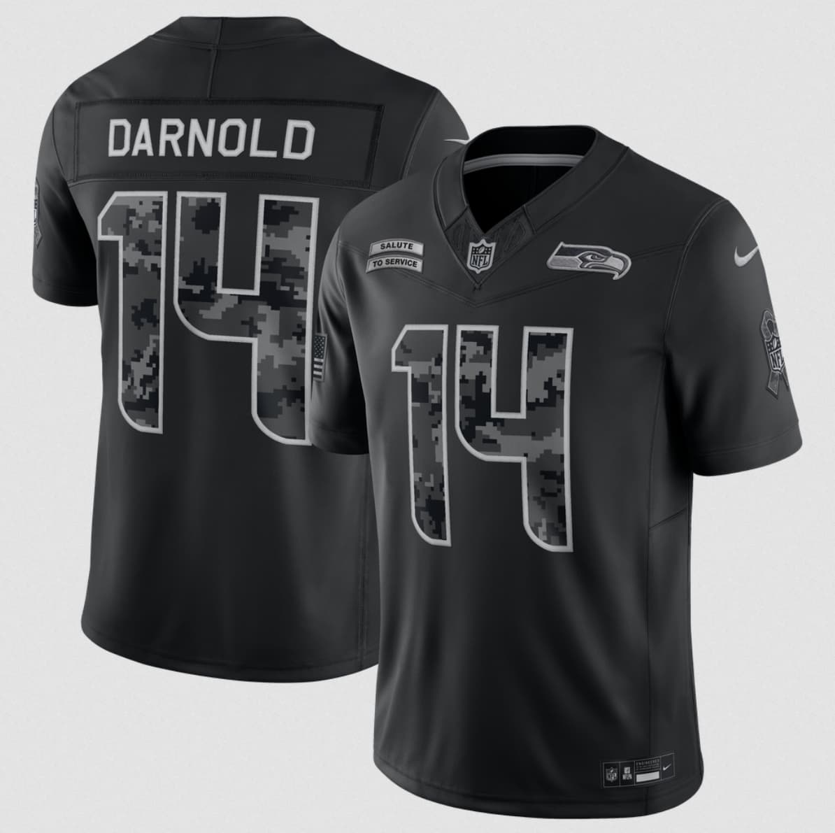 Seattle Seahawks #14 Sam Darnold Black 2026 F.U.S.E. Salute to Service Limited Football Stitched Jersey