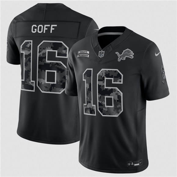 Detroit Lions #16 Jared Goff Black F.U.S.E. 2026 Salute to Service Limited Football Stitched Jersey