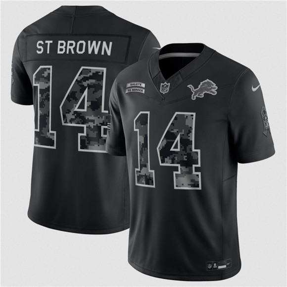 Detroit Lions #14 Amon-Ra St. Brown Black F.U.S.E. 2026 Salute to Service Limited Football Stitched Jersey