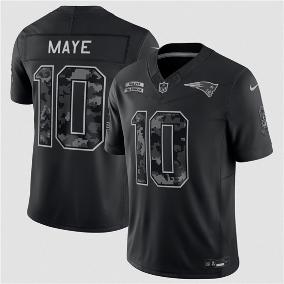 New England Patriots #10 Drake Maye Black 2026 Salute to Service Limited Football Stitched Jersey