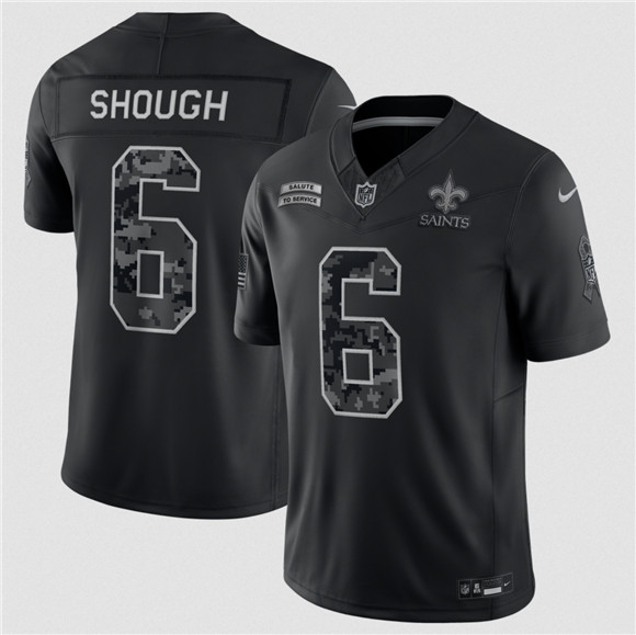 New Orleans Saints #6 Tyler Shough Black F.U.S.E. 2026 Salute to Service Limited Football Stitched Jersey