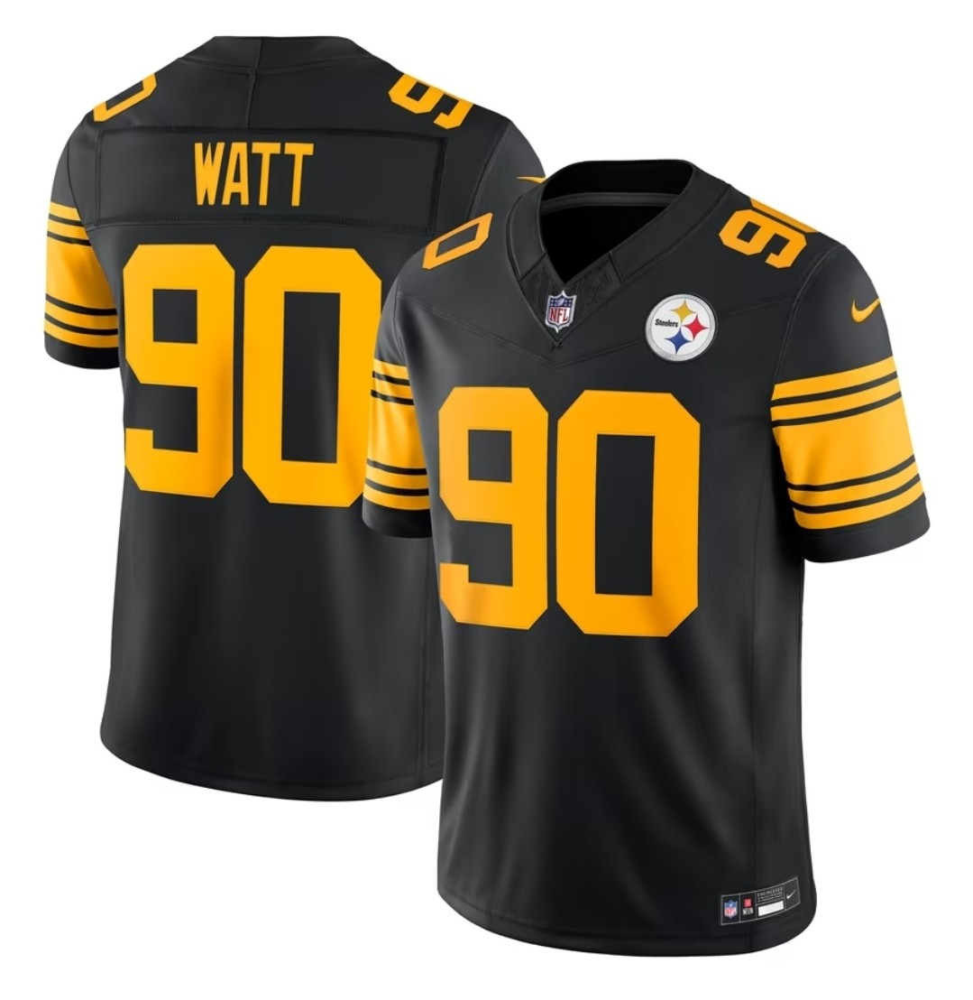 Pittsburgh Steelers #90 T. J. Watt Black 2025 F.U.S.E. Color Rush Vapor Limited Football Stitched Jersey Pittsburgh Steelers #90 T. J. Watt Black 2025 F.U.S.E. Color Rush Vapor Limited Football Stitched Jersey