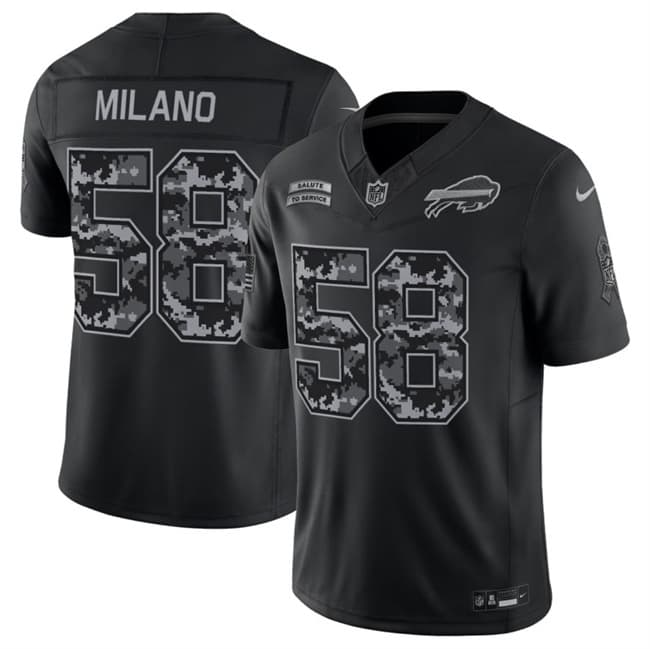 Buffalo Bills #58 Matt Milano Black 2026 F.U.S.E. Salute to Service Limited Stitched Football Jersey Buffalo Bills #58 Matt Milano Black 2026 F.U.S.E. Salute to Service Limited Stitched Football Jersey