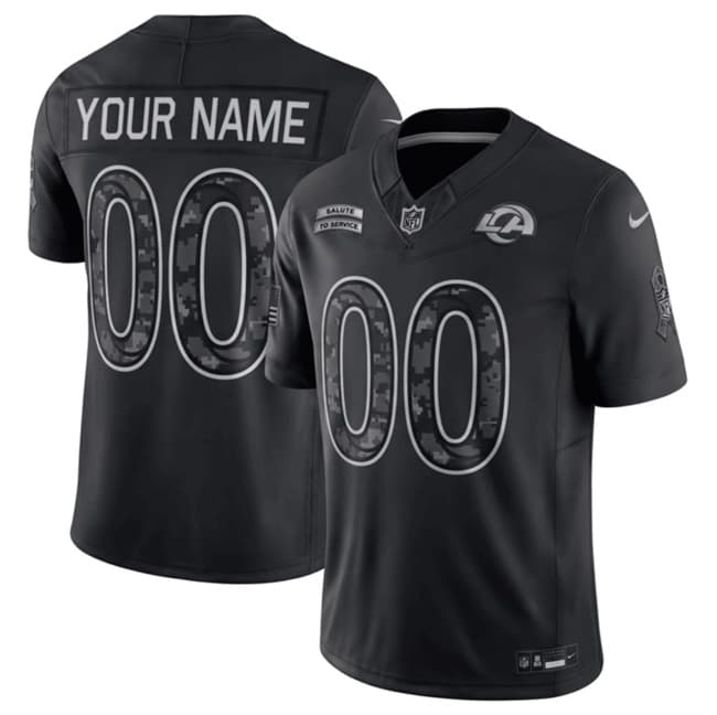Los Angeles Rams Active Player Custom Black F.U.S.E. 2026 Salute to Service Limited Football Stitched Jersey Los Angeles Rams Active Player Custom Black F.U.S.E. 2026 Salute to Service Limited Football Stitched Jersey