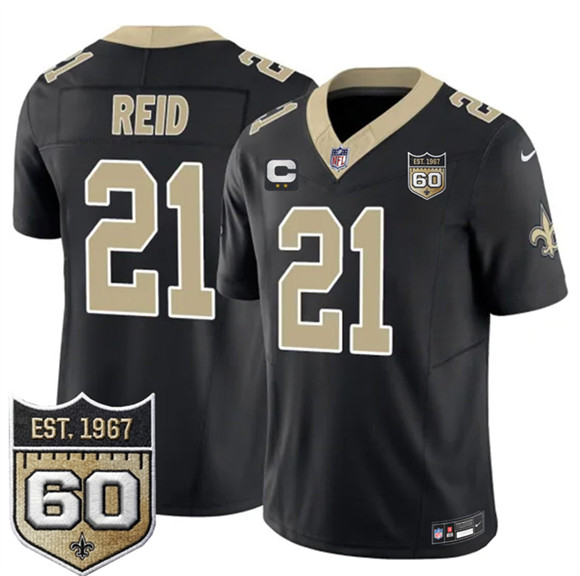 New Orleans Saints #21 Justin Reid Black 2026 F.U.S.E With 2-Star C Patch And 60th Anniversary Patch Vapor Limited Football Stitched Jersey