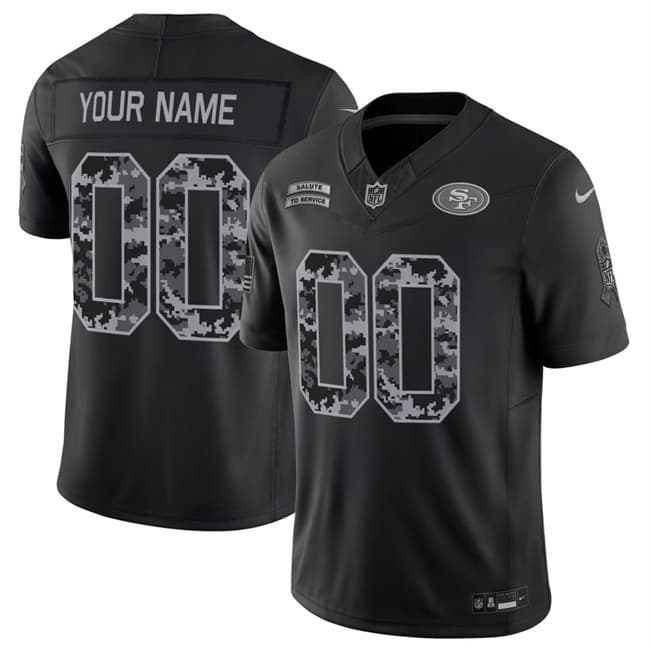 San Francisco 49ers Active Player Custom Black F.U.S.E. 2026 Salute to Service Limited Football Stitched Jersey San Francisco 49ers Active Player Custom Black F.U.S.E. 2026 Salute to Service Limited Football Stitched Jersey