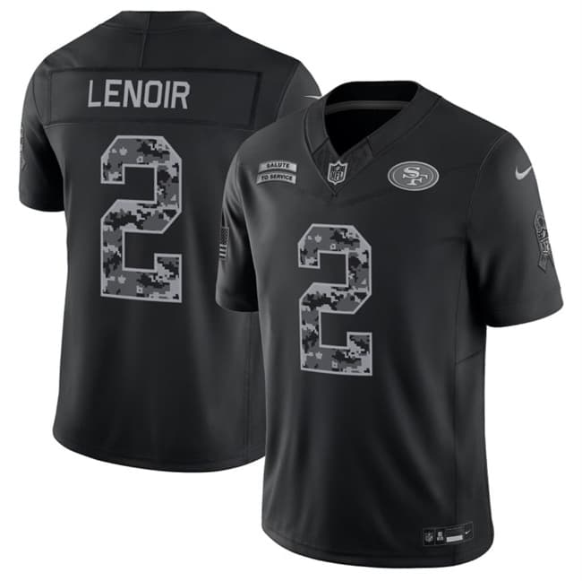 San Francisco 49ers #2 Deommodore Lenoir Black 2026 F.U.S.E. Salute to Service Limited Stitched Football Jersey San Francisco 49ers #2 Deommodore Lenoir Black 2026 F.U.S.E. Salute to Service Limited Stitched Football Jersey
